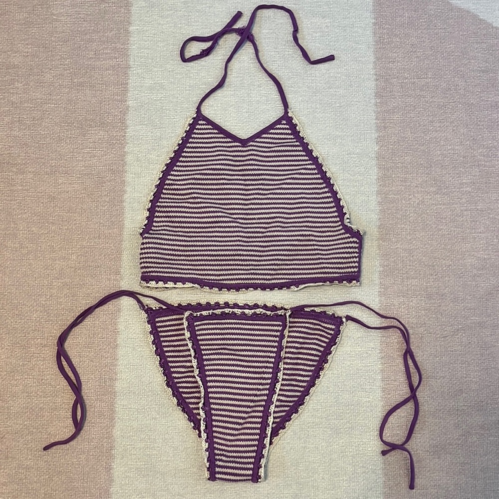 Solid and Striped crochet swimsuit